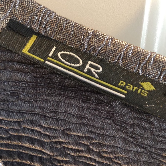 🇫🇷Lior Paris Silver Sparkling Lurex back gold zipper pleated pinned sleeves - Picture 6 of 12